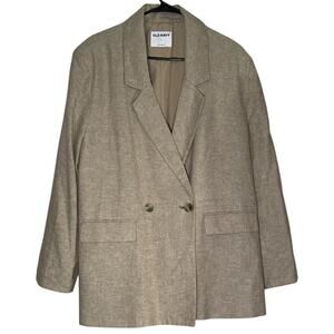 Old Navy Double-Breasted Jacket Women's Linen-Blend Oversized Blazer Size Large